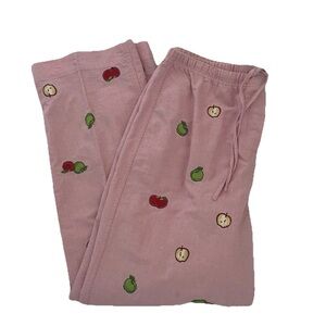 Orvis Women’s Sz Medium Men 32x30 Pink Fruit Embroidered Casual Chino Deck Pant